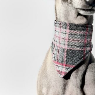 Halstuch für Hund in schwarz pink kariert.