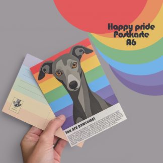 Postkarte A6 mit Windhunden, die den pride month feiern.